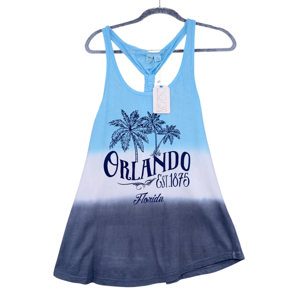 Beach by Exist Orlando Florida Tank Top Women XL 100% Cotton Blue Ombre